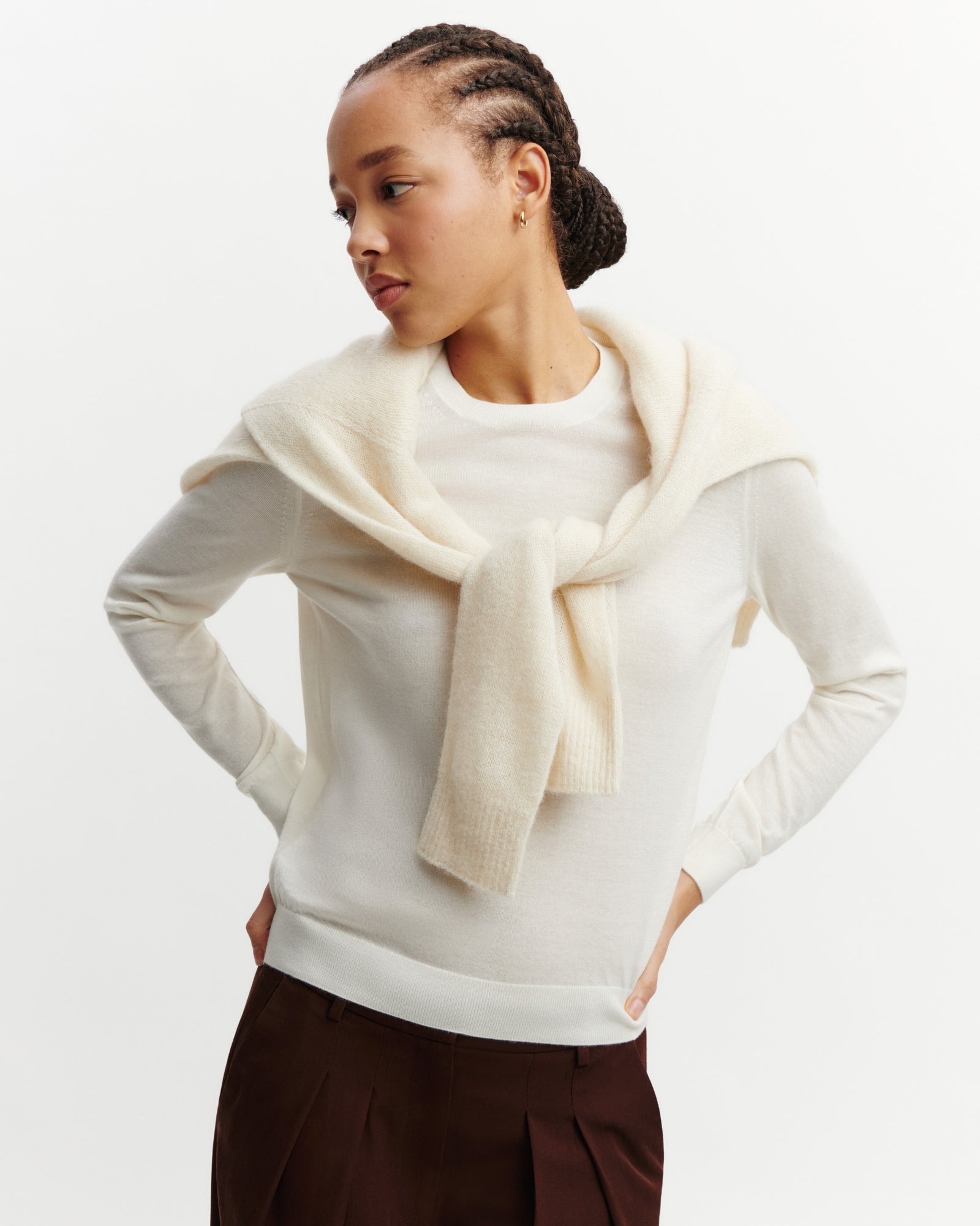 Pull col rond ultrafin-NATUREL-100% cachemire