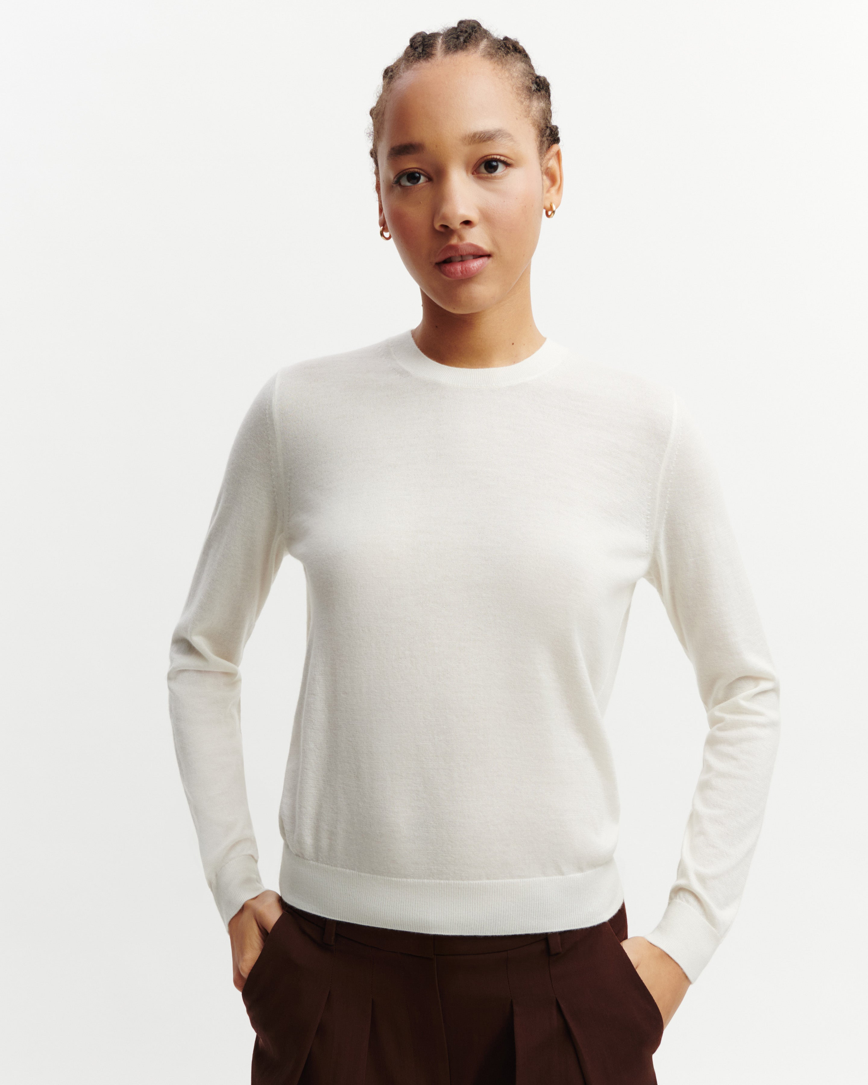 Pull col rond ultrafin-NATUREL-100% cachemire