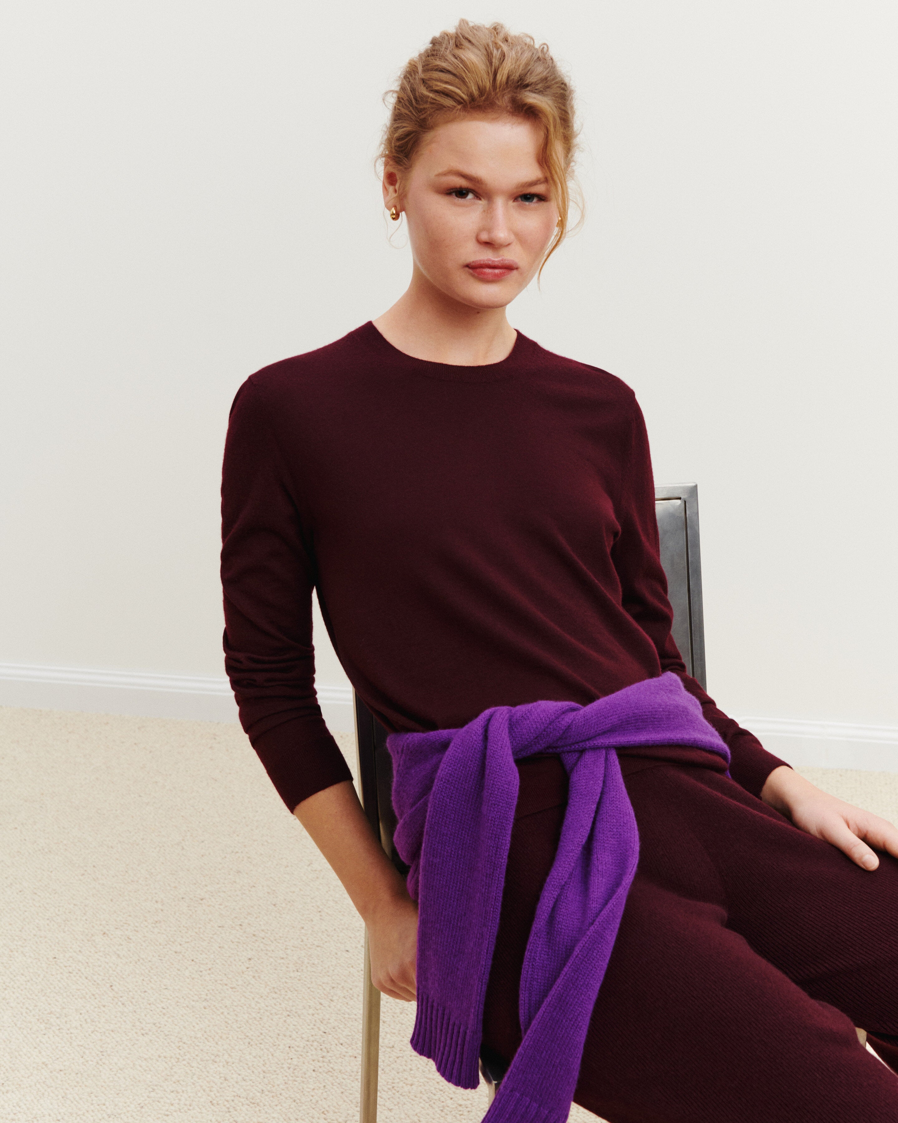Pull col rond ultrafin-GRENAT-100% cachemire