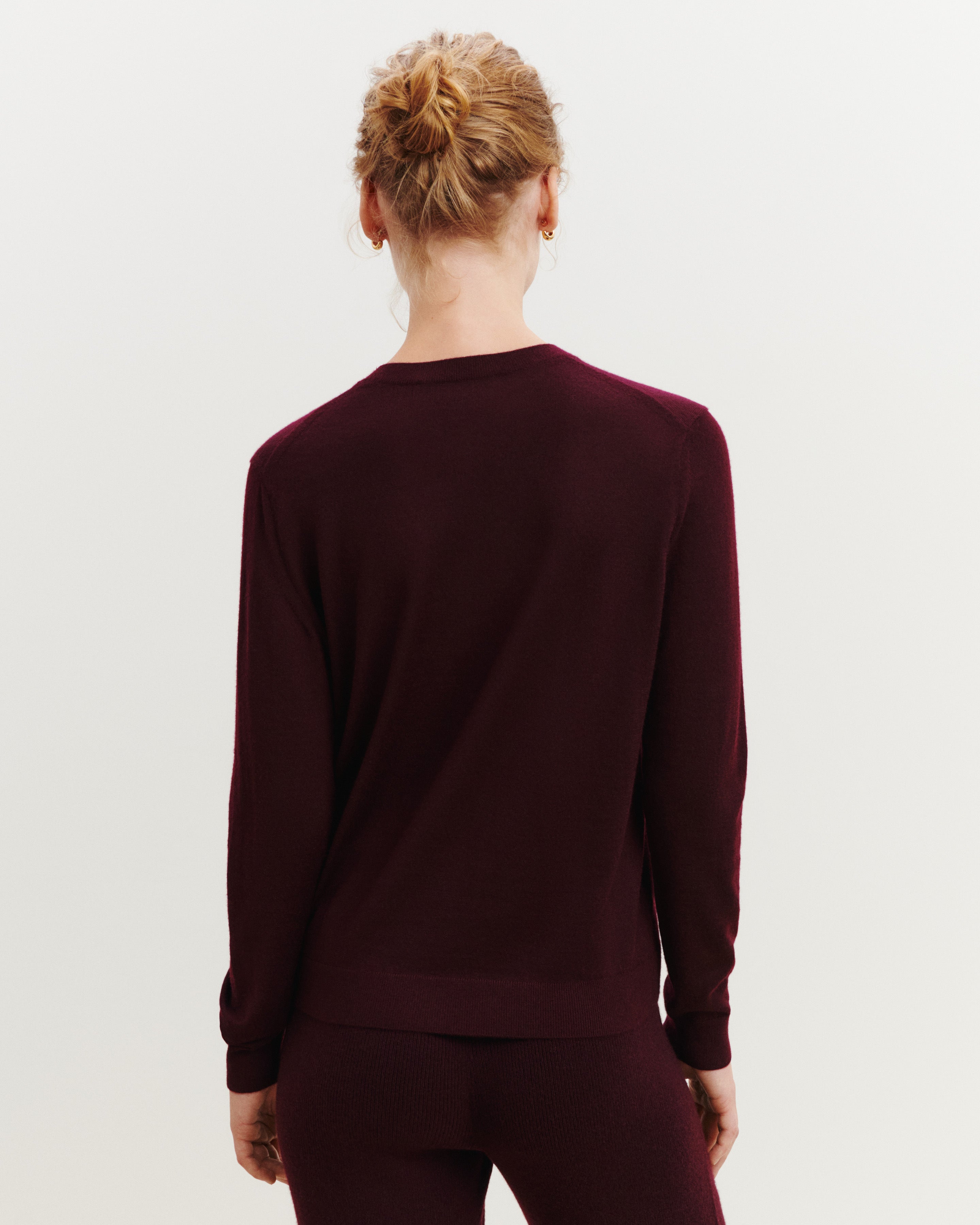 Pull col rond ultrafin-GRENAT-100% cachemire