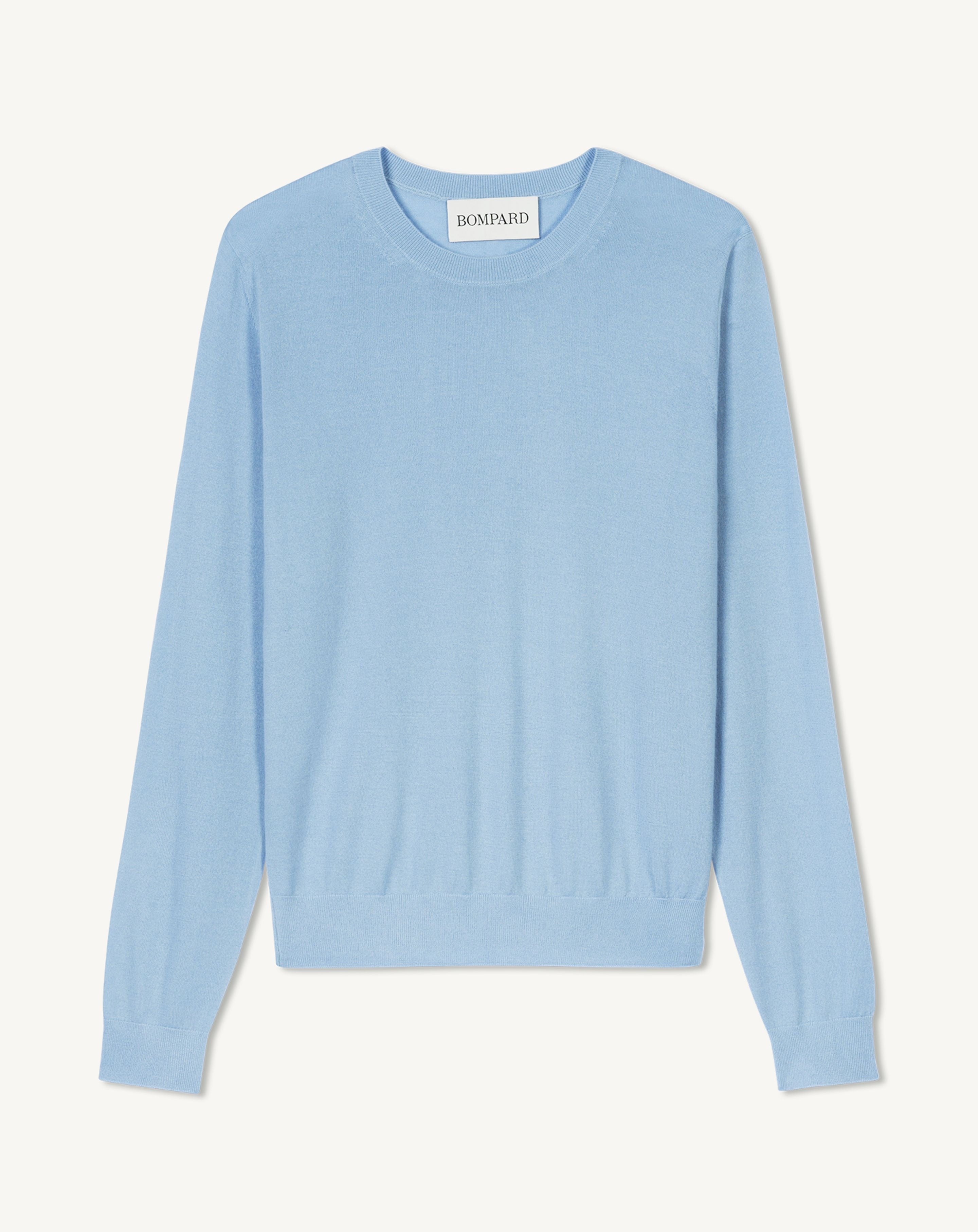 Pull col rond ultrafin-BLEU CONCORDE-100% cachemire