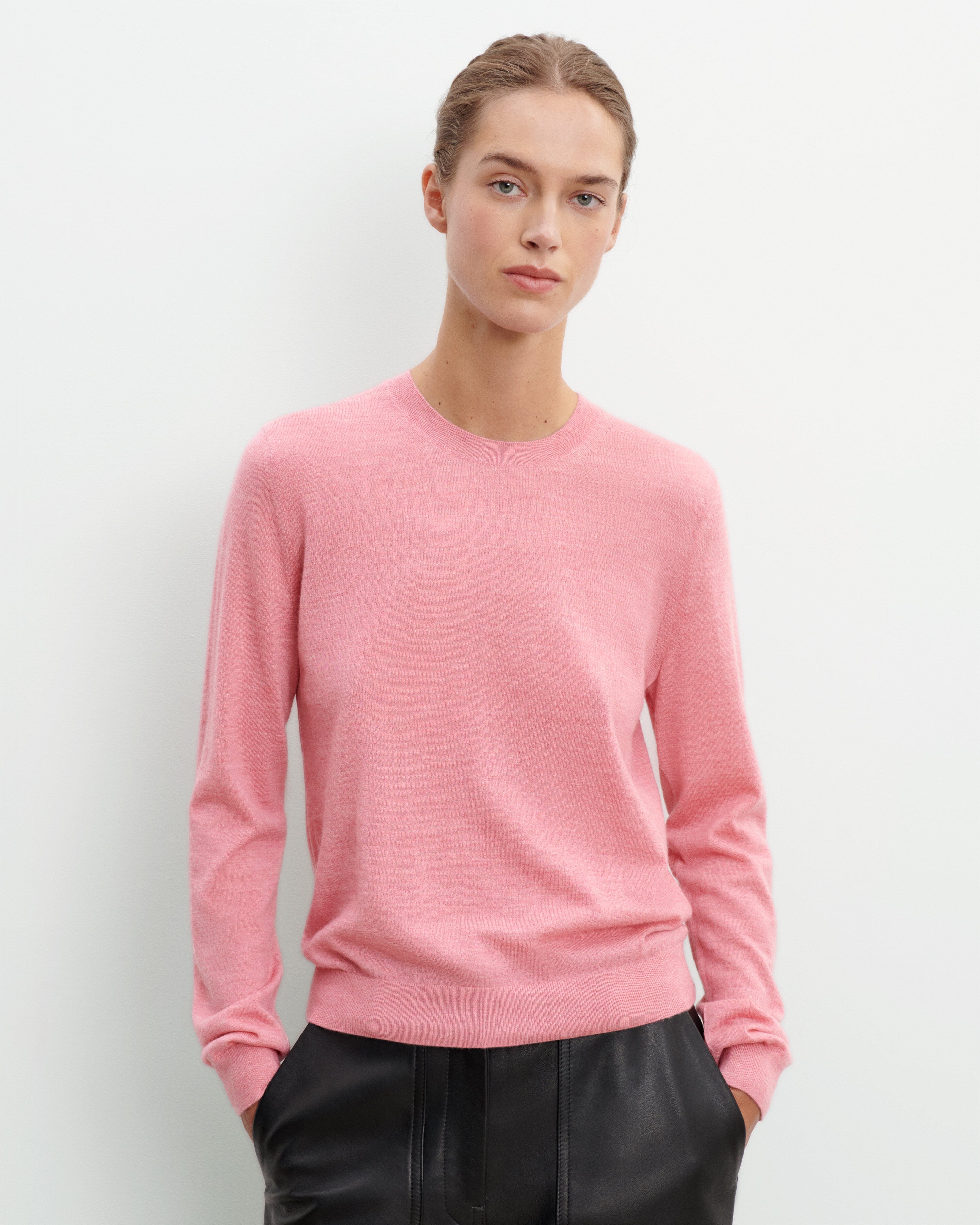 Pull col rond ultrafin-ROSE CAMEO-100% cachemire