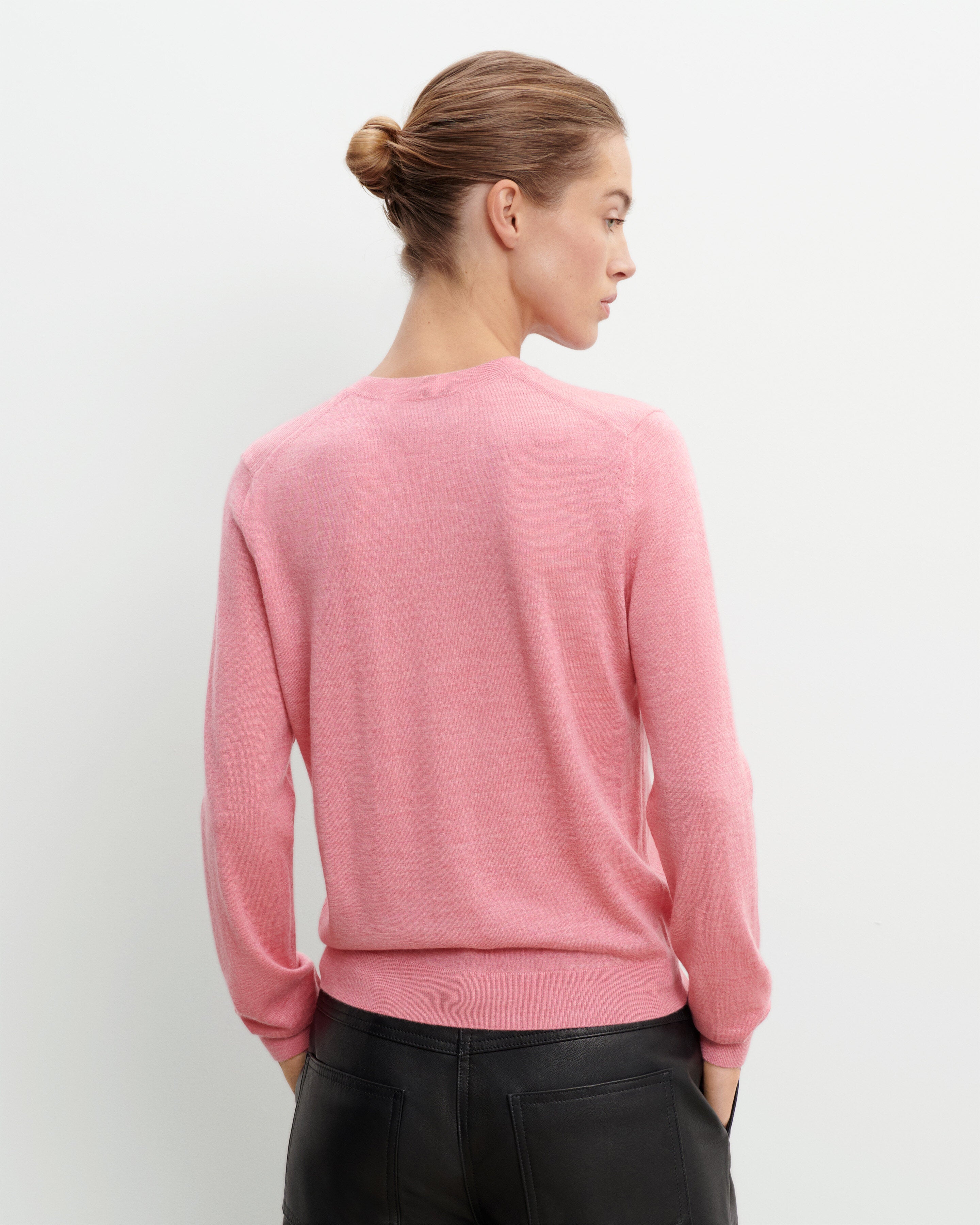 Pull col rond ultrafin-ROSE CAMEO-100% cachemire