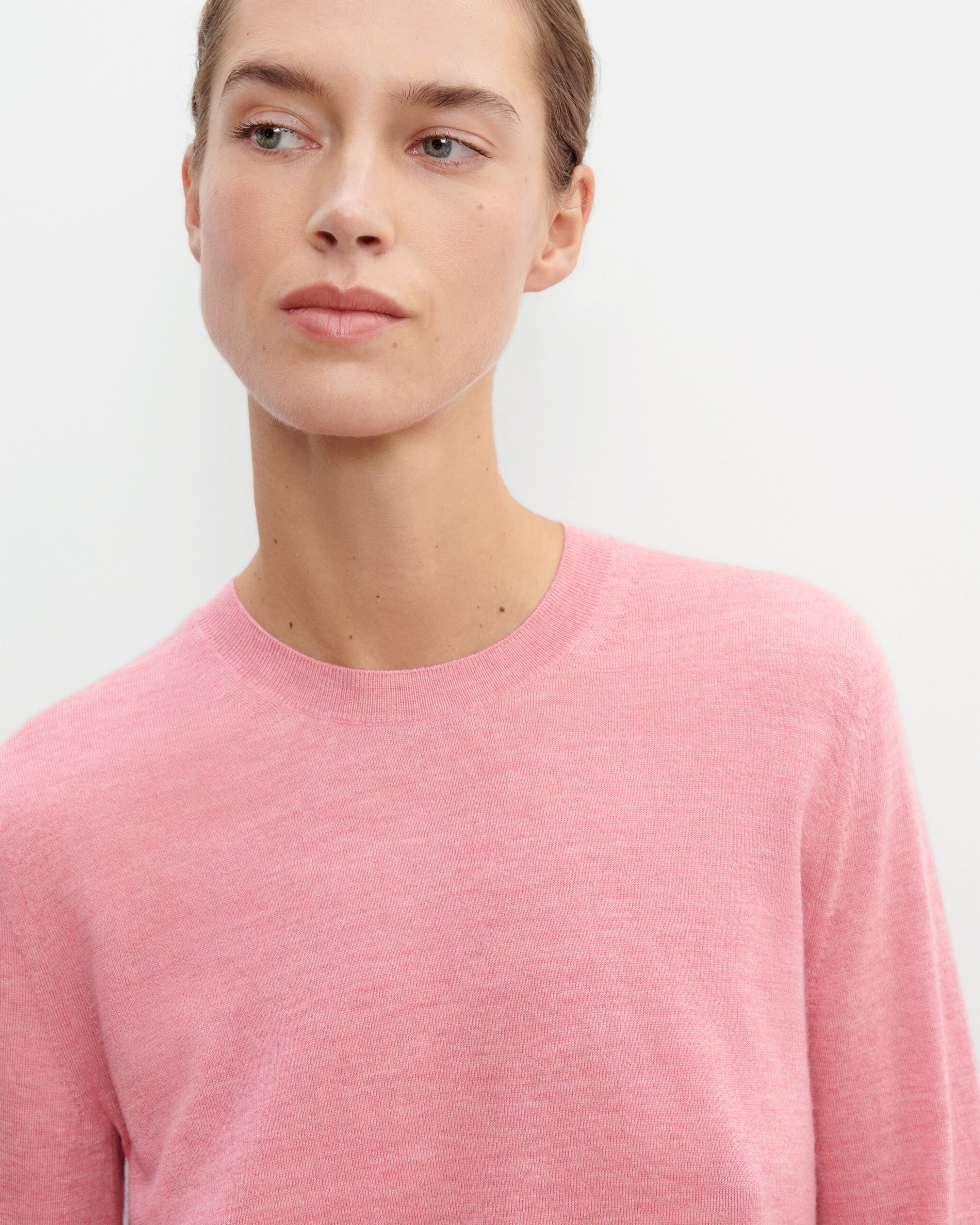 Pull col rond ultrafin-ROSE CAMEO-100% cachemire