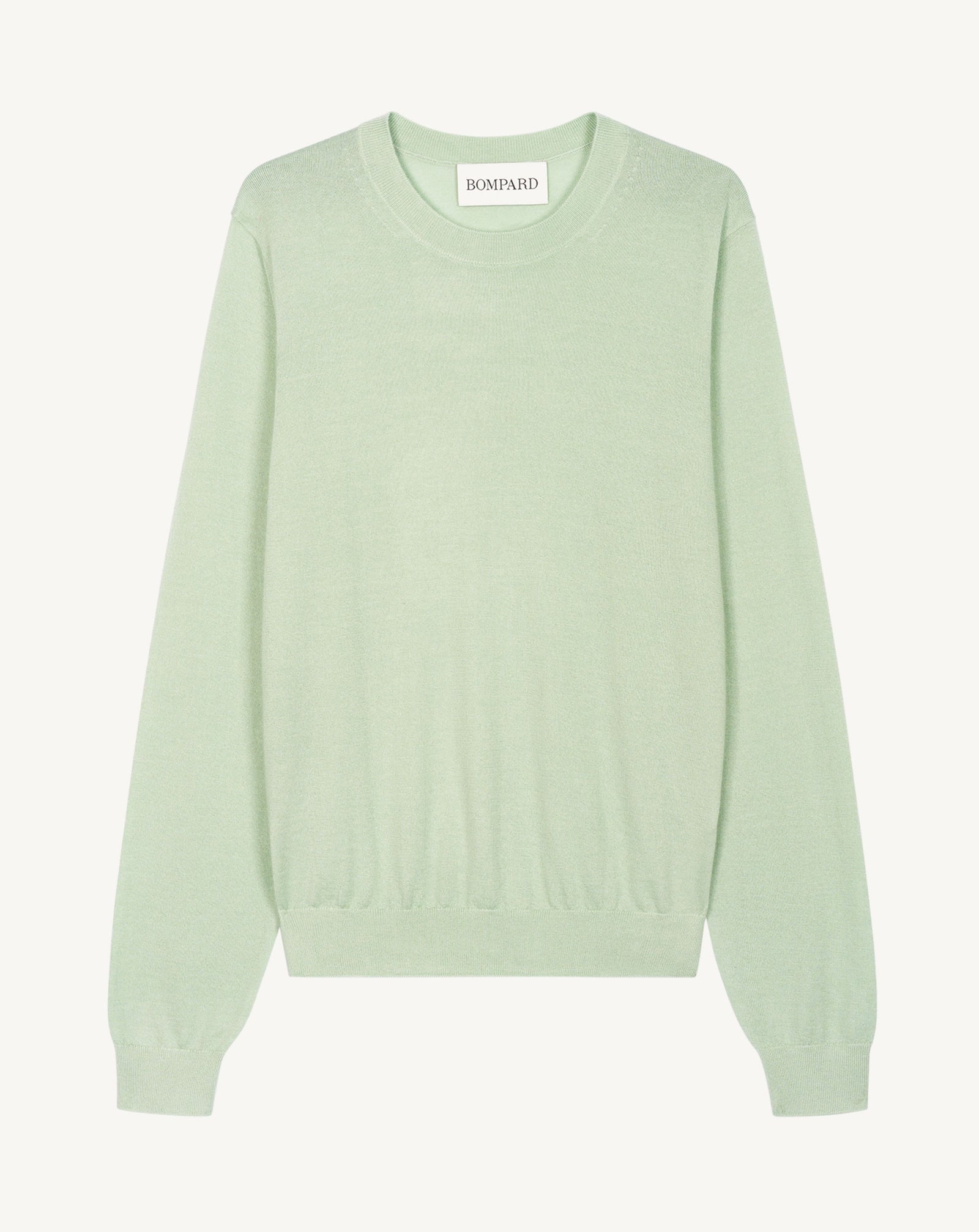 Pull col rond ultrafin-VERT AMANDE-100% cachemire