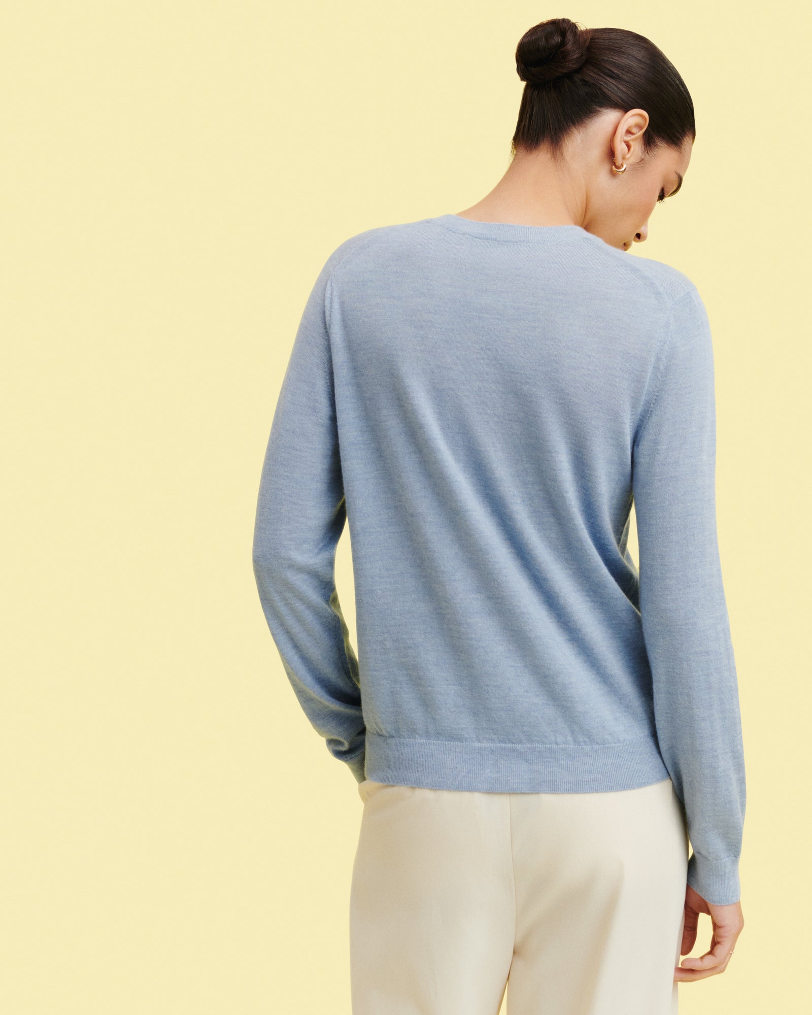 Pull col rond ultrafin-BLEU GLACIER-100% cachemire