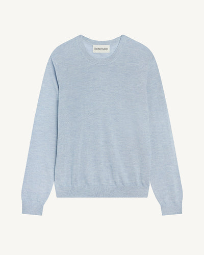 Pull col rond ultrafin-BLEU GLACIER-100% cachemire