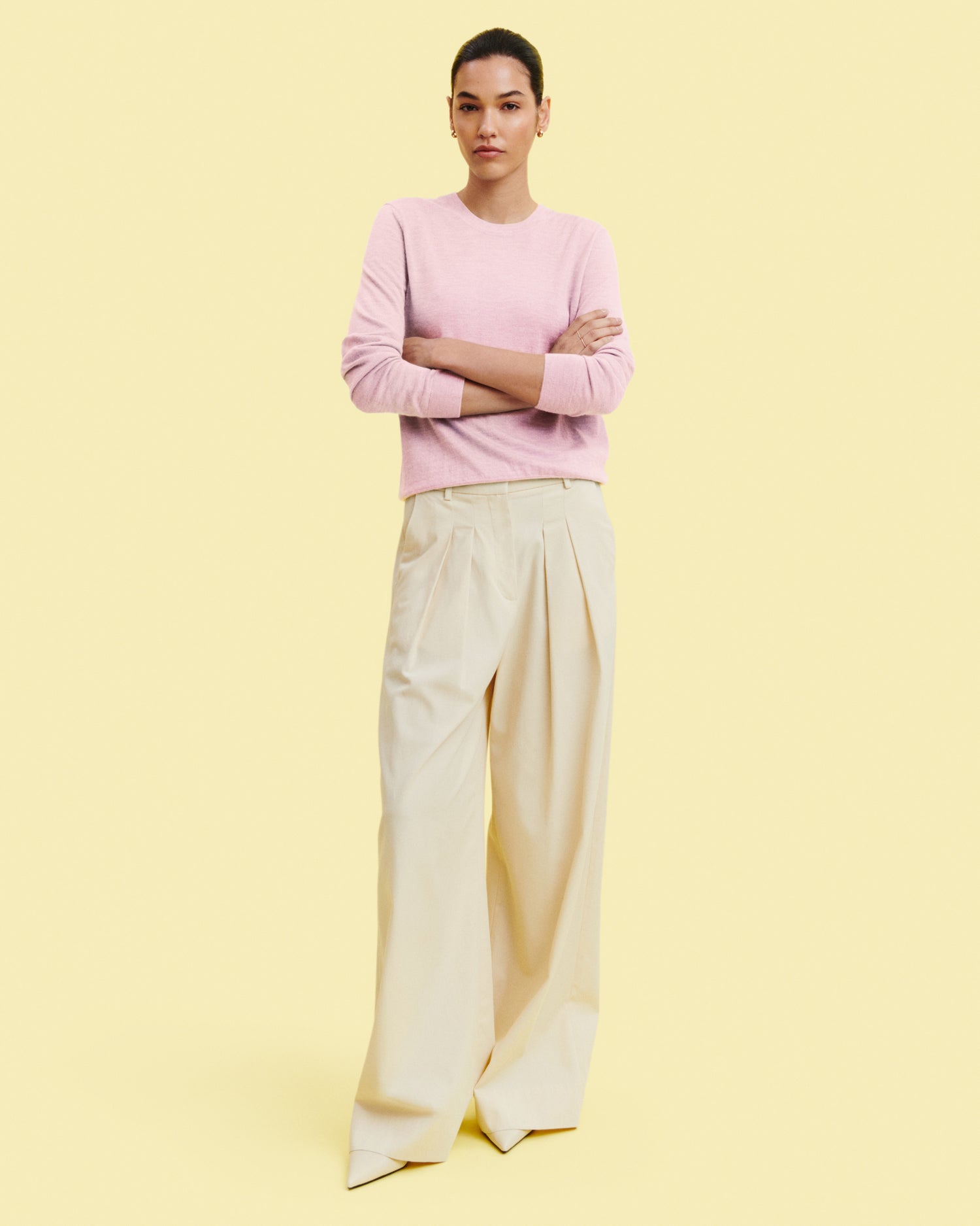 Pull col rond ultrafin-ROSE QUARTZ-100% cachemire