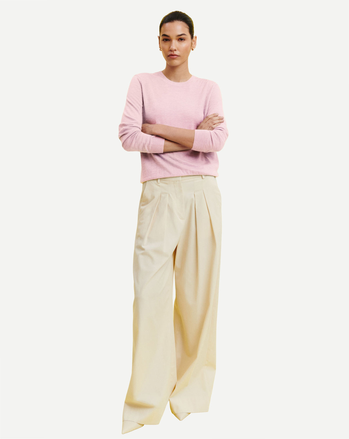 Pull col rond ultrafin-ROSE QUARTZ-100% cachemire