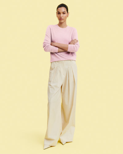 Pull col rond ultrafin-ROSE QUARTZ-100% cachemire