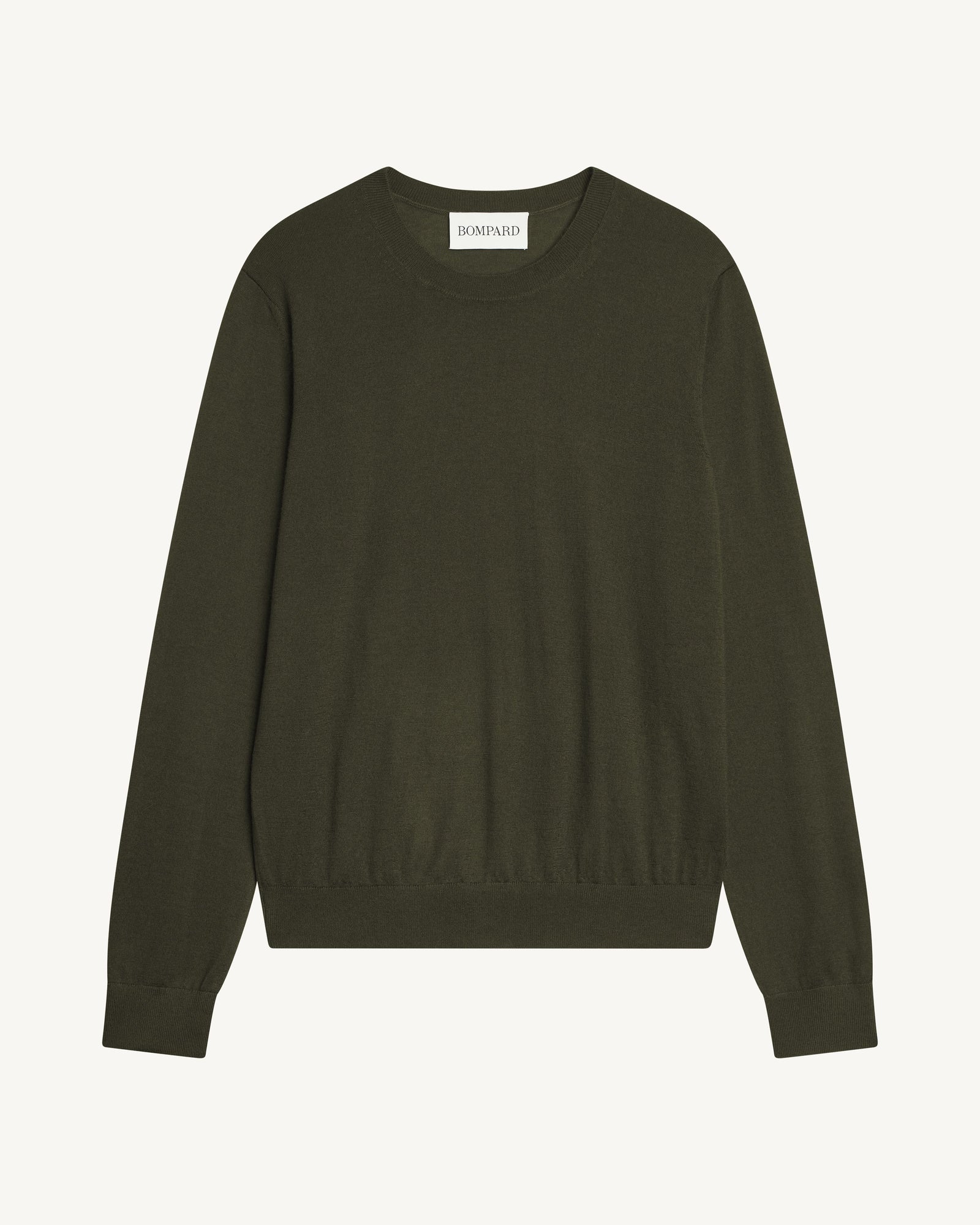 Pull col rond ultrafin-KAKI KOMBU-100% cachemire