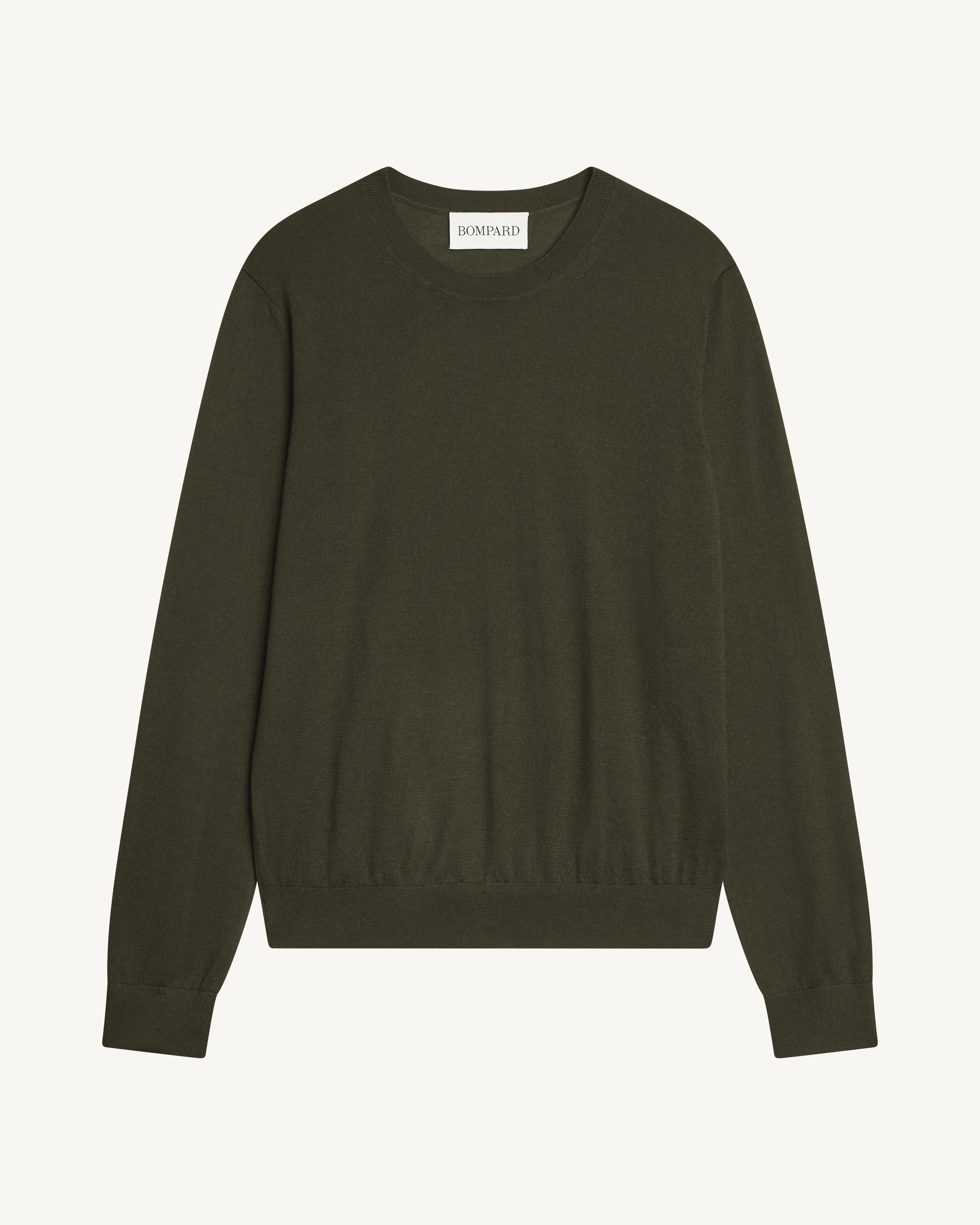 Pull col rond ultrafin-KAKI KOMBU-100% cachemire