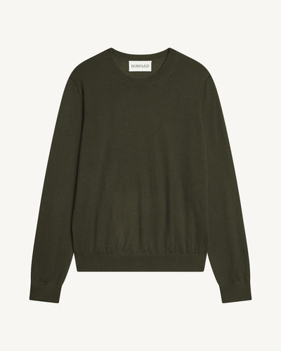 Pull col rond ultrafin-KAKI KOMBU-100% cachemire