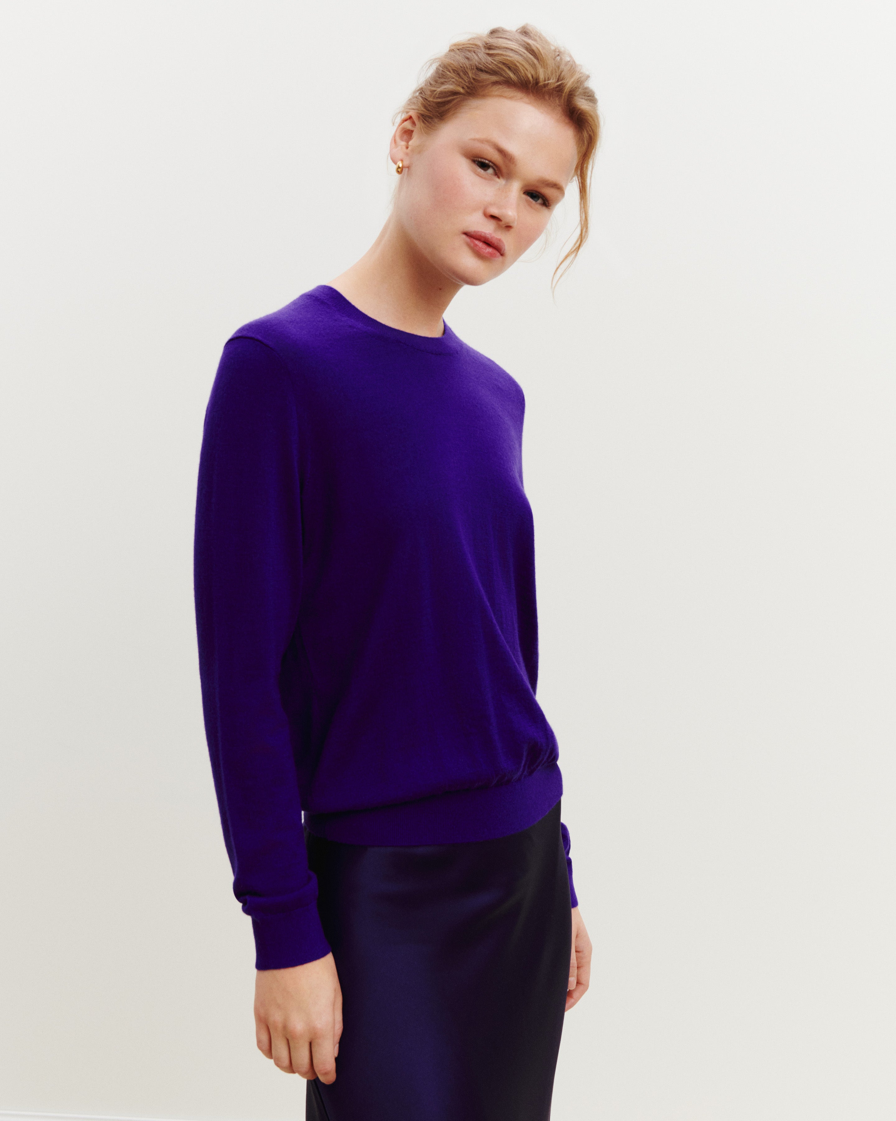 Pull col rond ultrafin-ULTRAVIOLET-100% cachemire