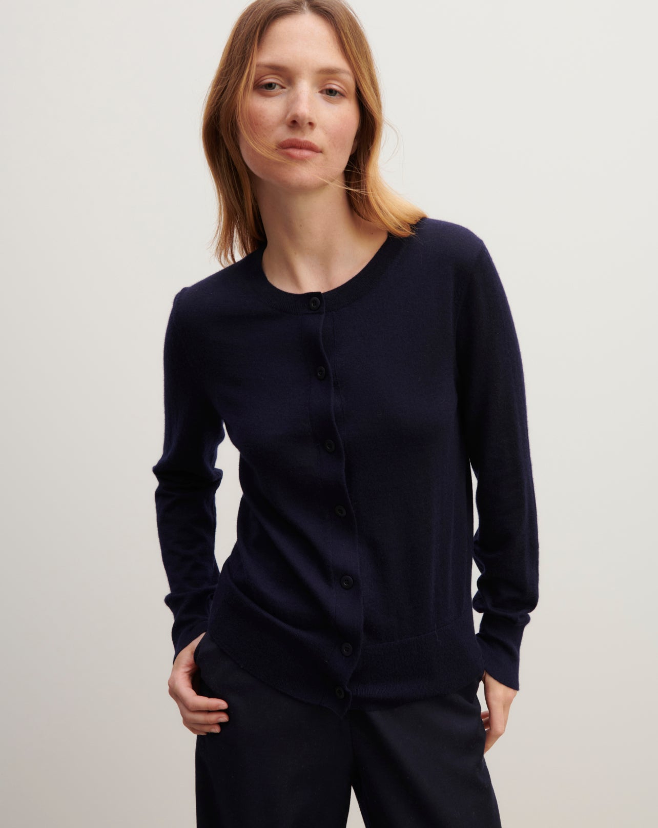 Cardigan ultrafin-MARINE-100% CACHEMIRE