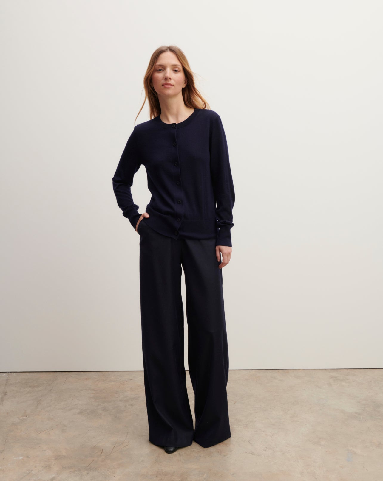 Cardigan ultrafin-MARINE-100% CACHEMIRE