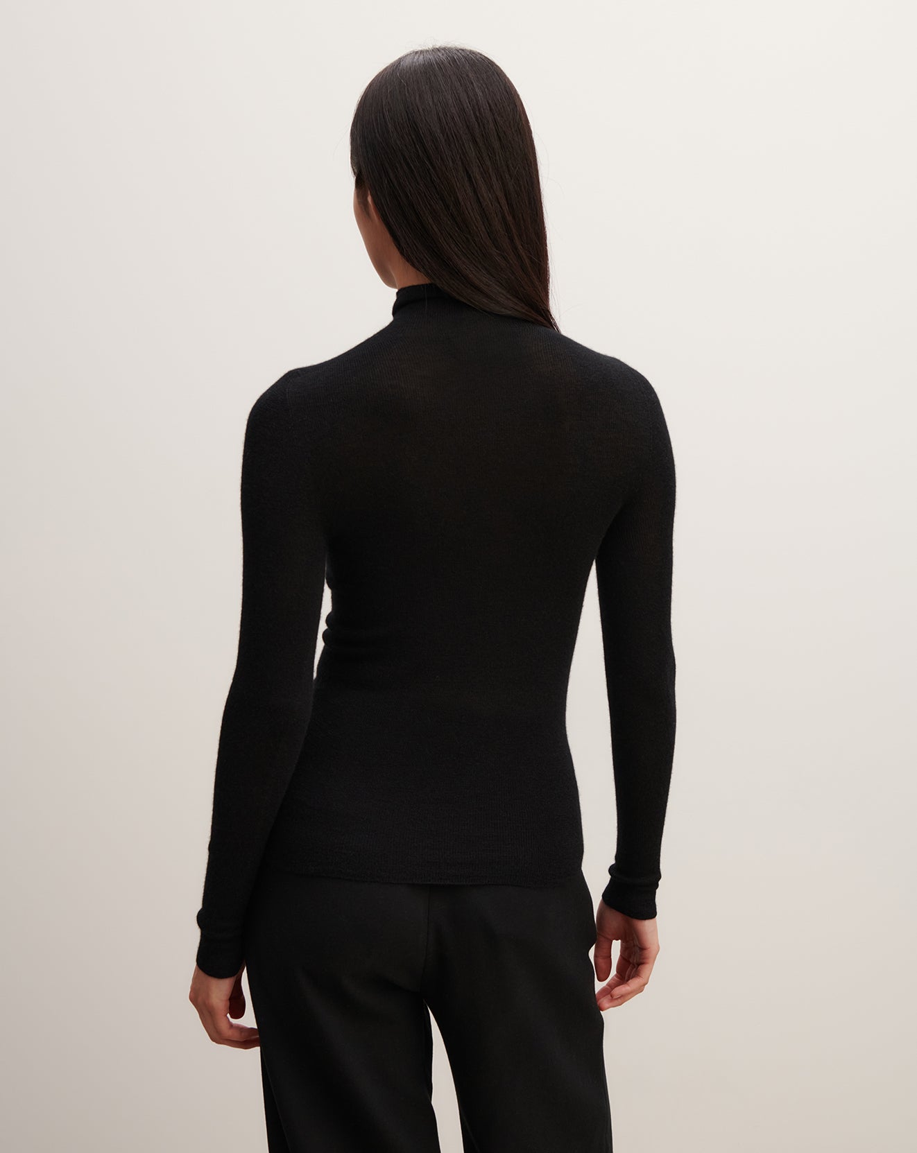 Col roulé ultrafin sans coutures-NOIR-100% CACHEMIRE