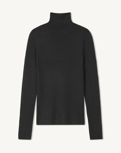 Col roulé ultrafin sans couture-NOIR-100% cachemire