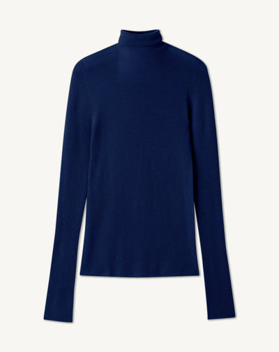 Col roulé ultrafin sans couture-MARINE-100% cachemire