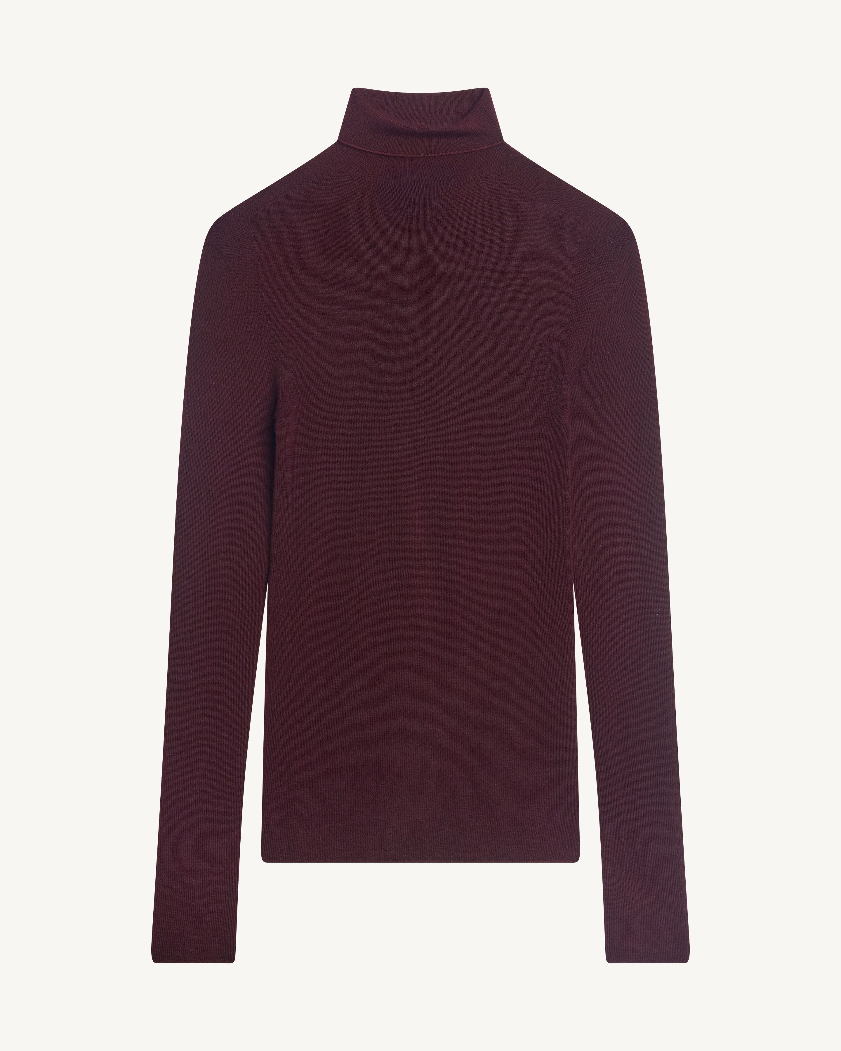 Col roulé ultrafin sans couture-GRENAT-100% cachemire