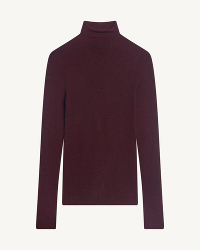 Col roulé ultrafin sans couture-GRENAT-100% cachemire