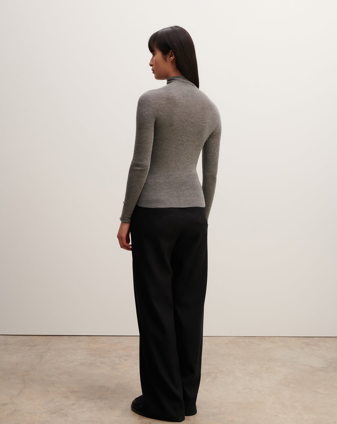 Col roulé ultrafin sans couture-GRIS METEORITE-100% cachemire