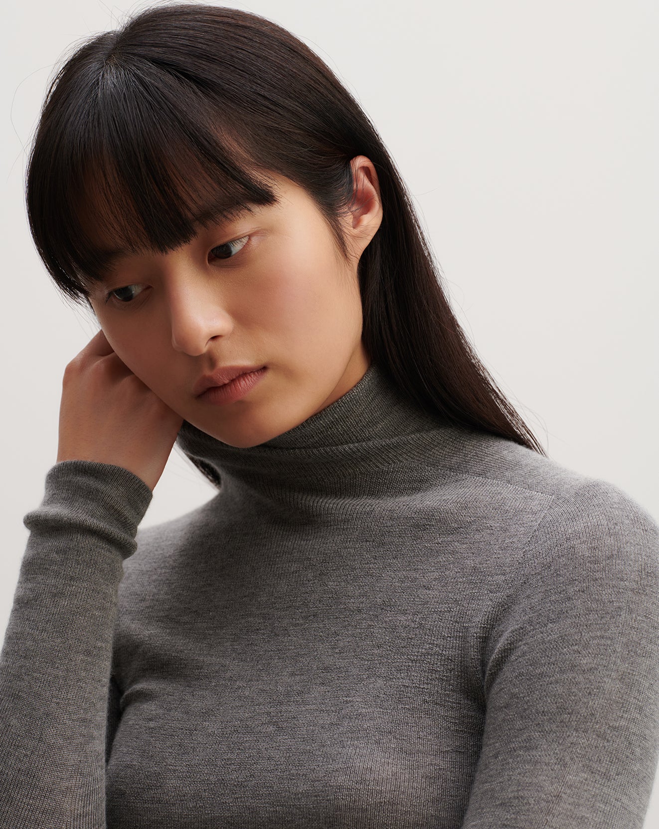 Col roulé ultrafin sans couture-GRIS METEORITE-100% cachemire