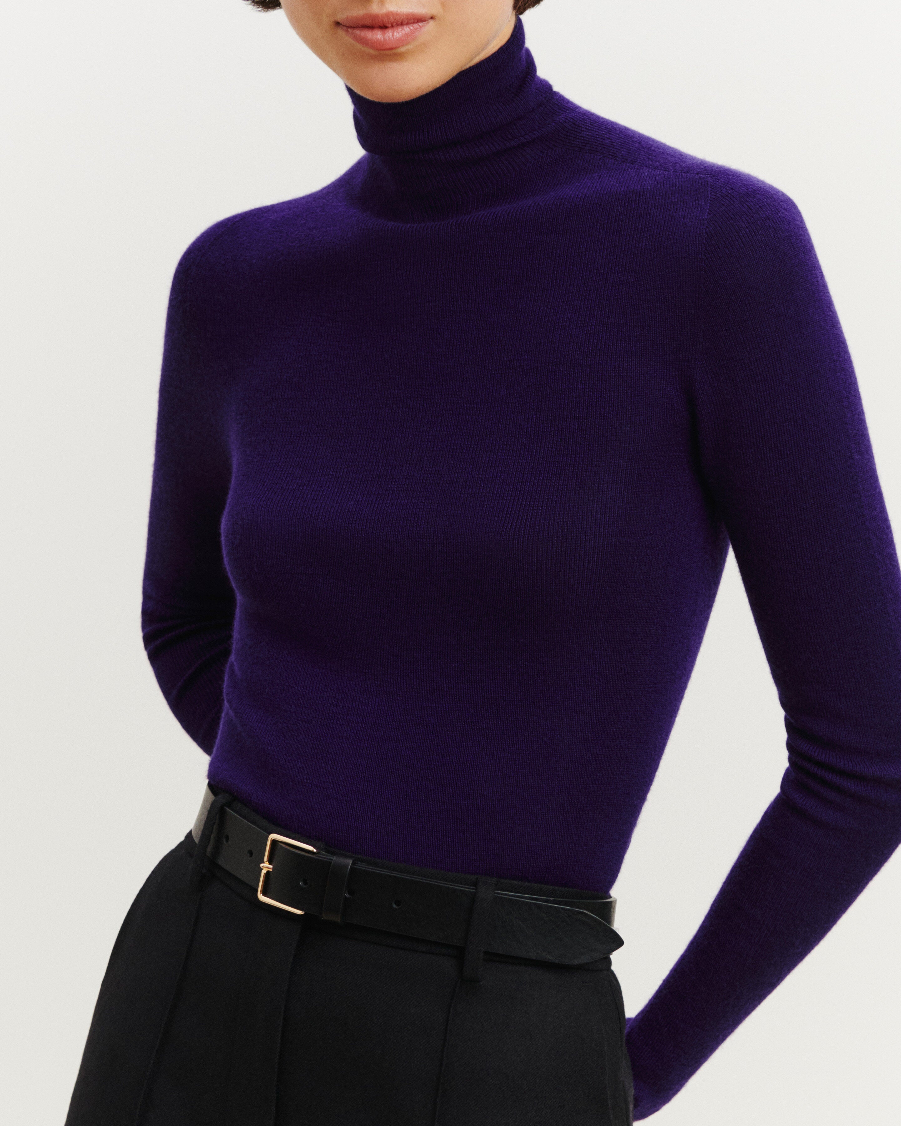 Pull col roulé Pétra-ULTRAVIOLET FONCE-100% cachemire