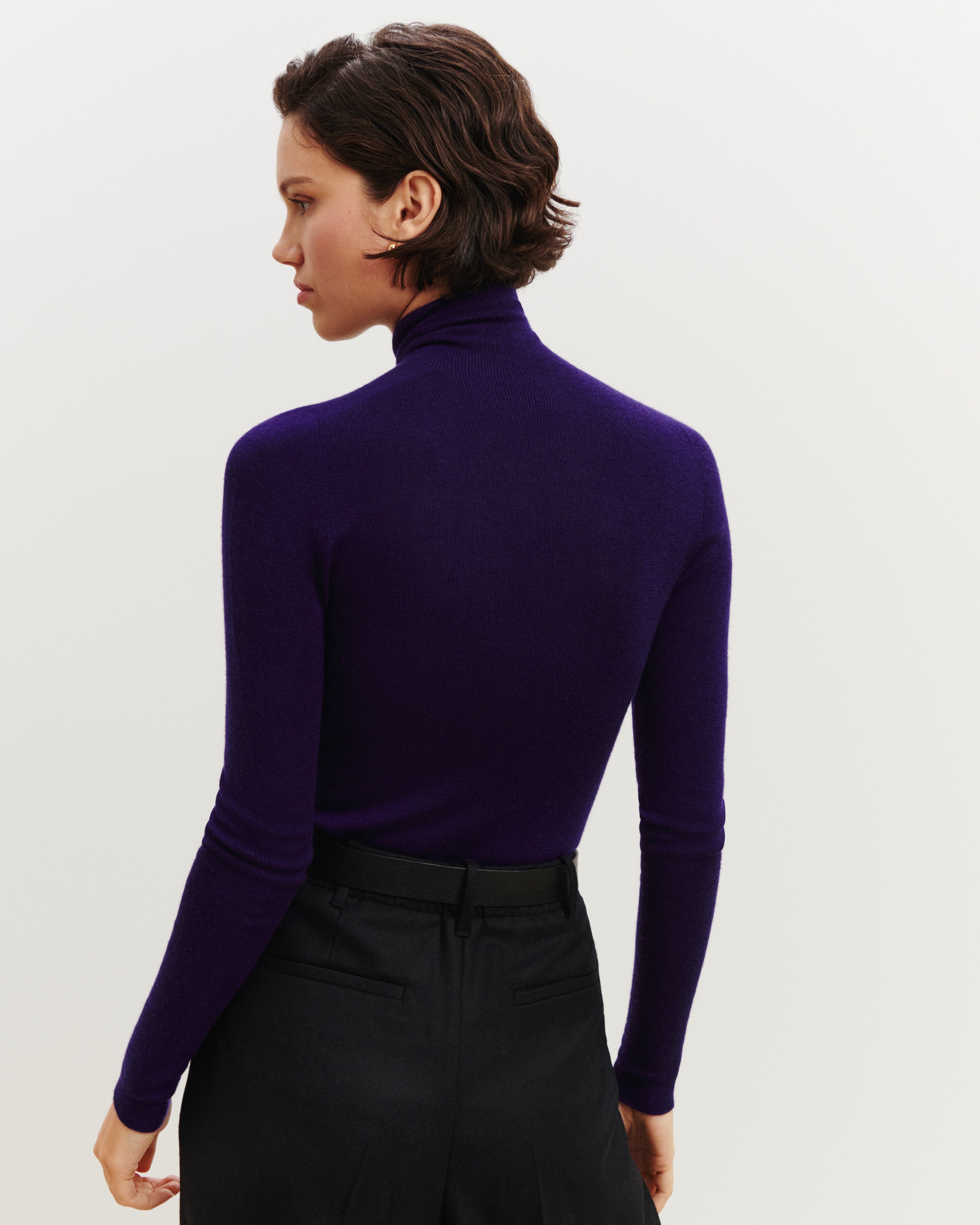 Pull col roulé Pétra-ULTRAVIOLET FONCE-100% cachemire