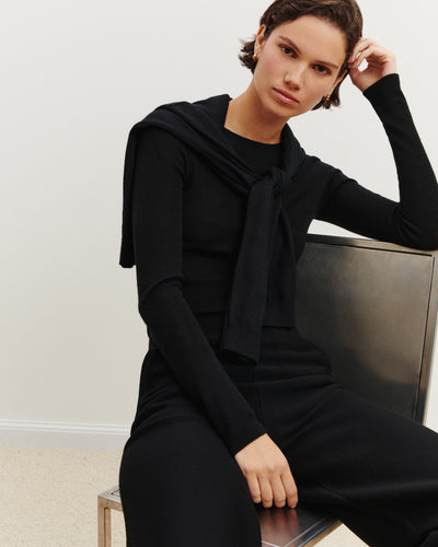Pull col rond Paola-NOIR-100% cachemire