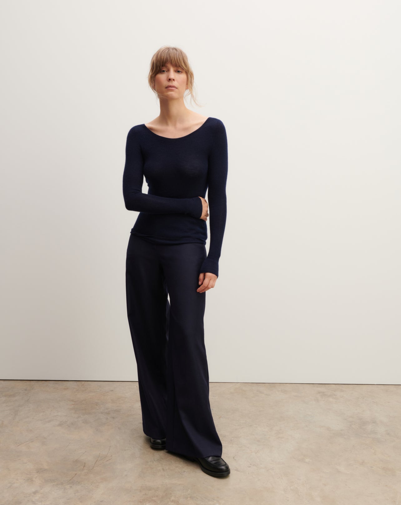 Col rond ultrafin sans coutures-MARINE-100% CACHEMIRE