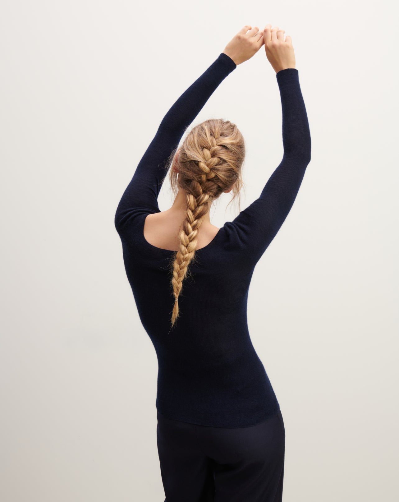 Col rond ultrafin sans coutures-MARINE-100% CACHEMIRE