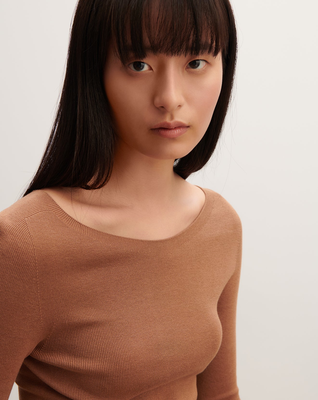 Ras de cou ultrafin sans coutures-CARAMEL-100% cachemire