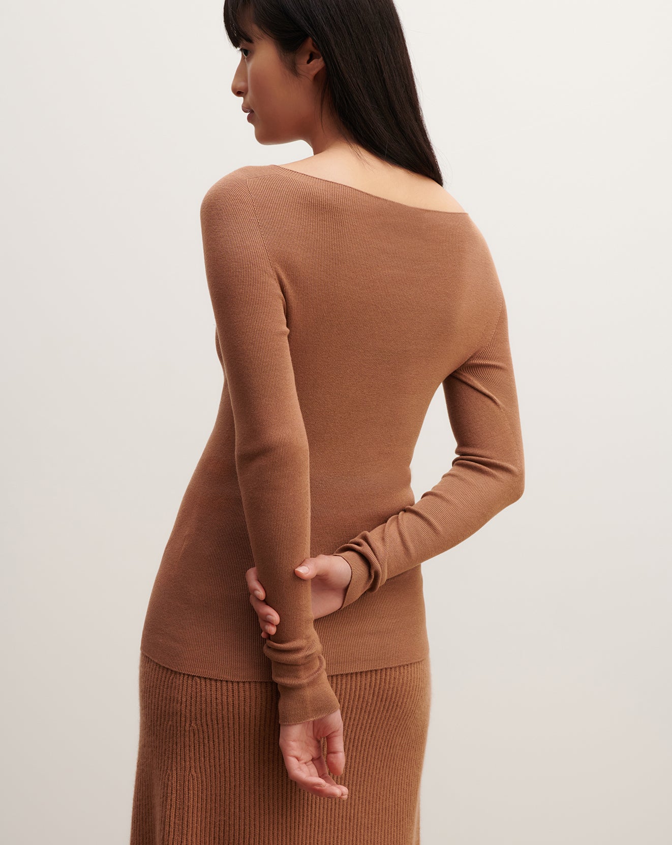Ras de cou ultrafin sans coutures-CARAMEL-100% cachemire