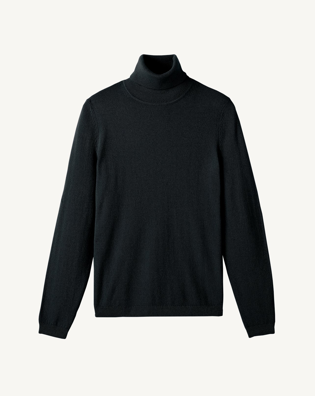 Pull col roulé ajusté-NOIR-100% cachemire