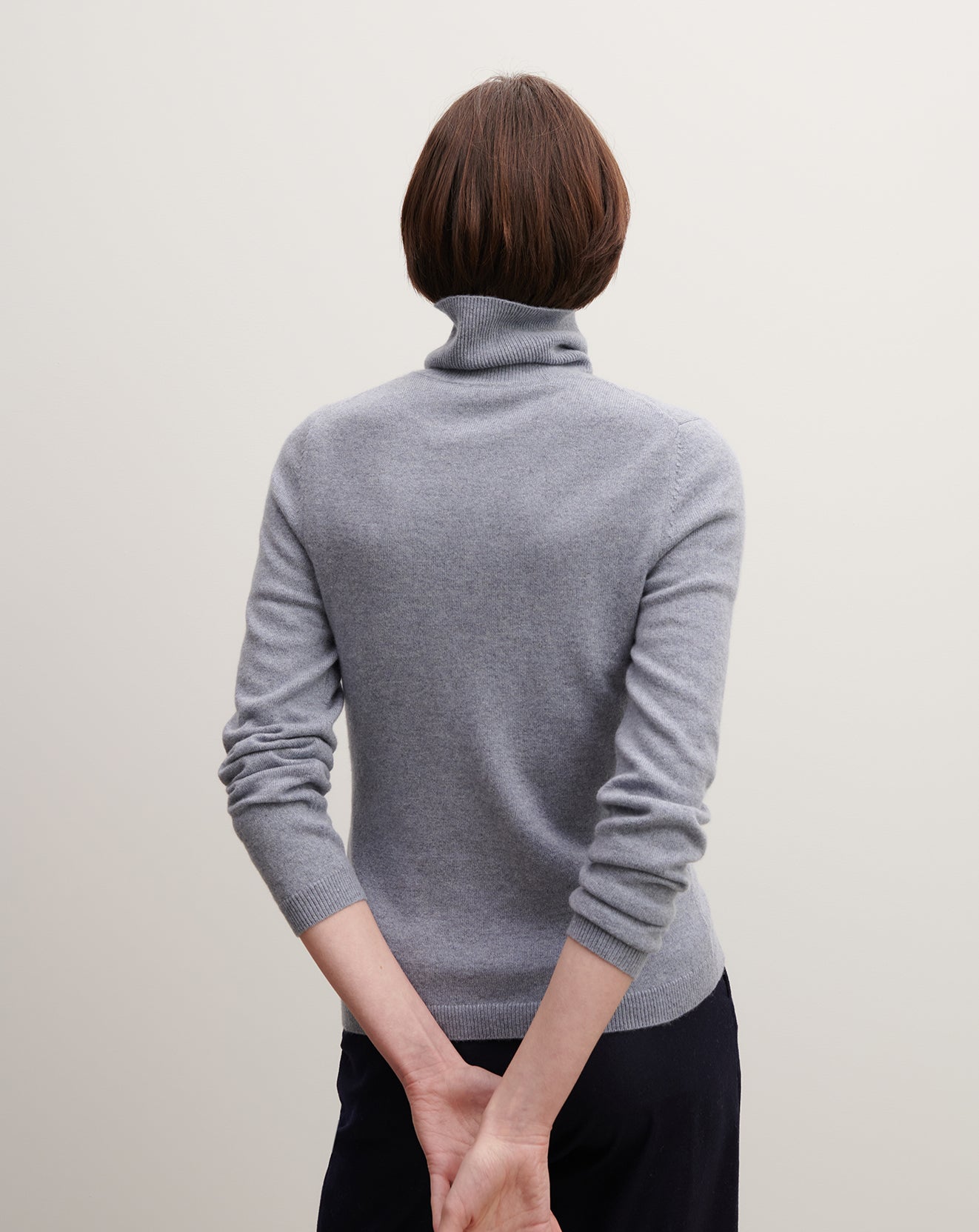 Pull col roulé ajusté-BLEU MONTAGNE-100% cachemire