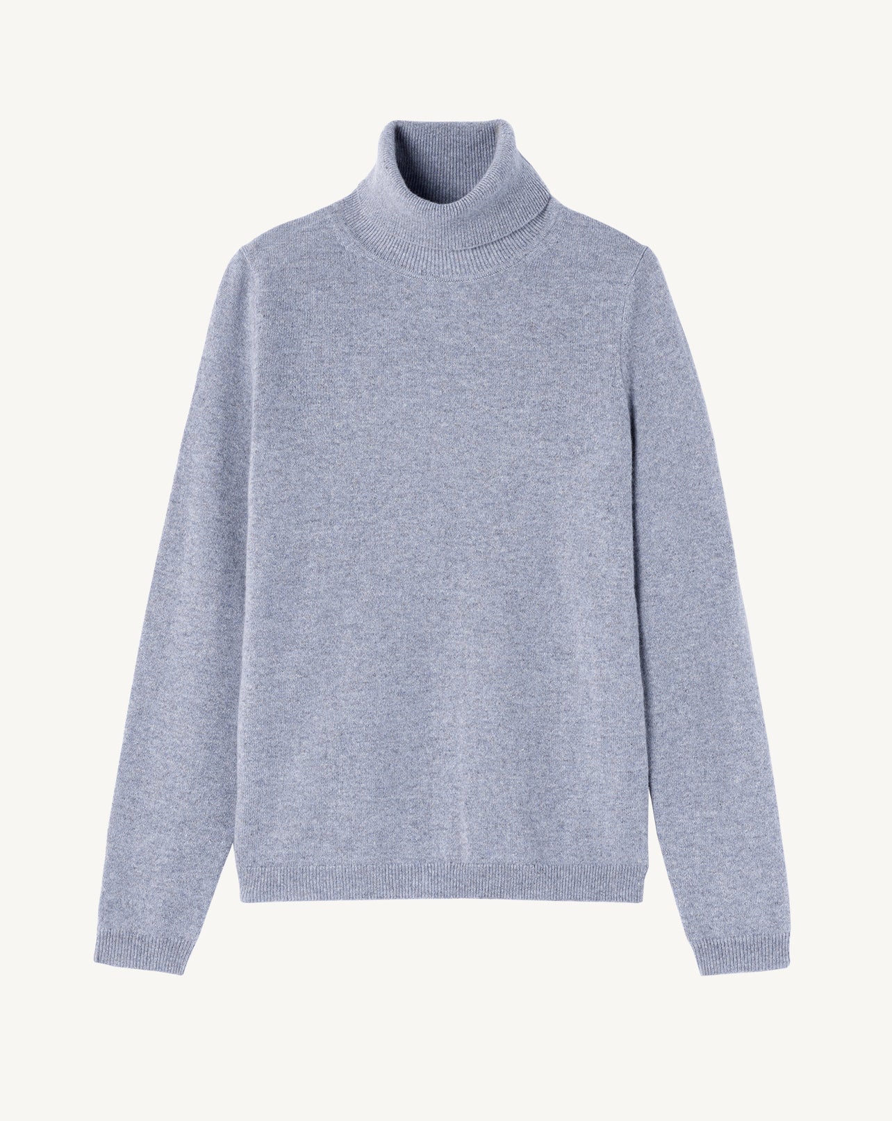 Pull col roulé ajusté-BLEU MONTAGNE-100% cachemire