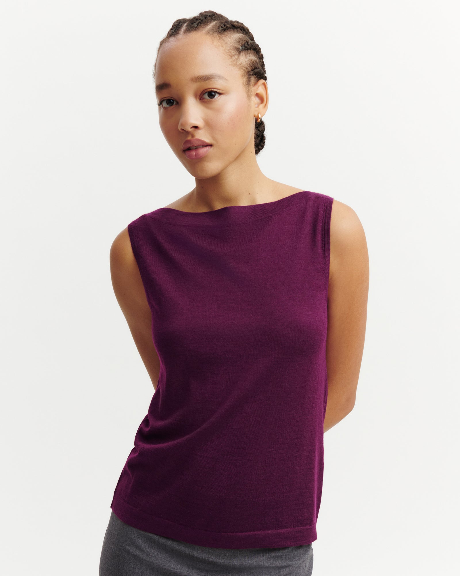 Débardeur col bateau-OXALIS-70% cachemire 30% soie