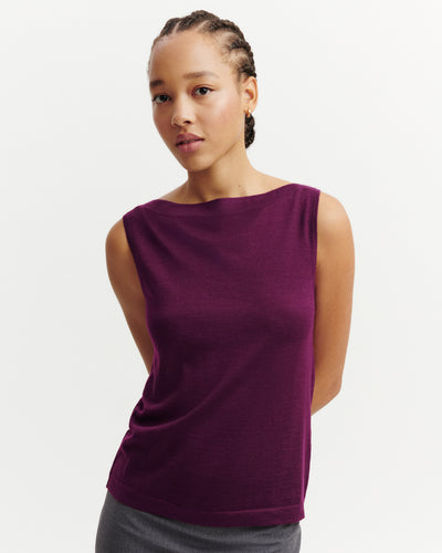 Débardeur col bateau-OXALIS-70% cachemire 30% soie