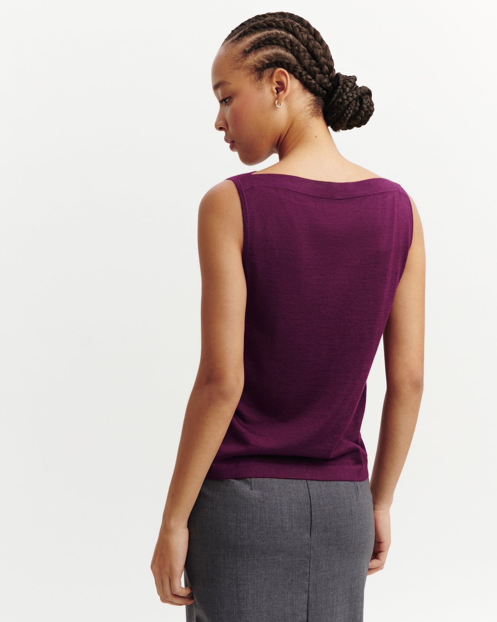 Débardeur col bateau-OXALIS-70% cachemire 30% soie