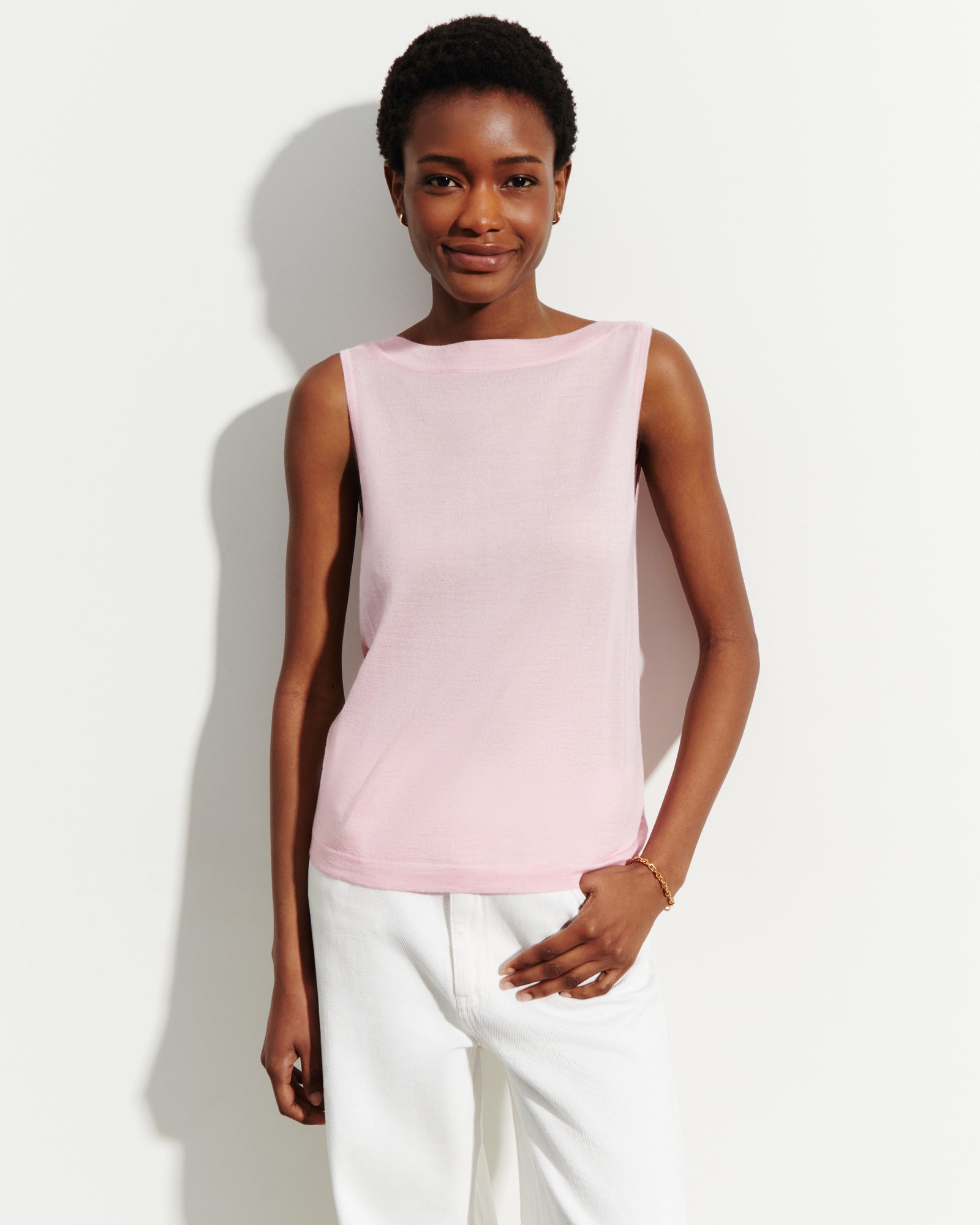 Débardeur col bateau-SAKURA-70% cachemire 30% soie