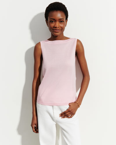 Débardeur col bateau-SAKURA-70% cachemire 30% soie