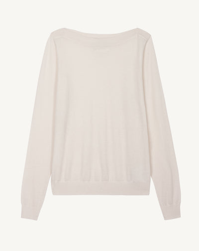 Pull col bateau ultrafin-NATUREL-100% CACHEMIRE