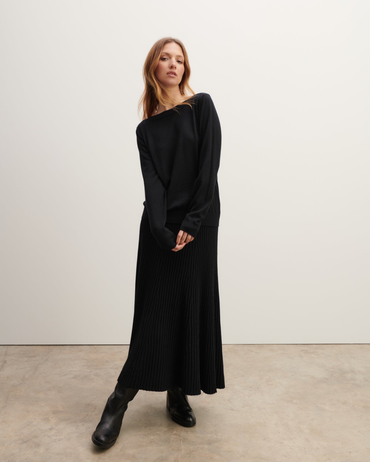 Col bateau ultrafin-NOIR-100% cachemire