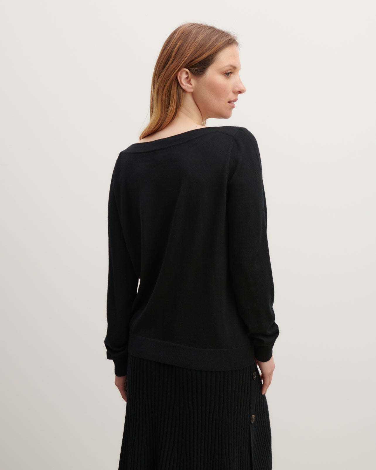 Col bateau ultrafin-NOIR-100% cachemire