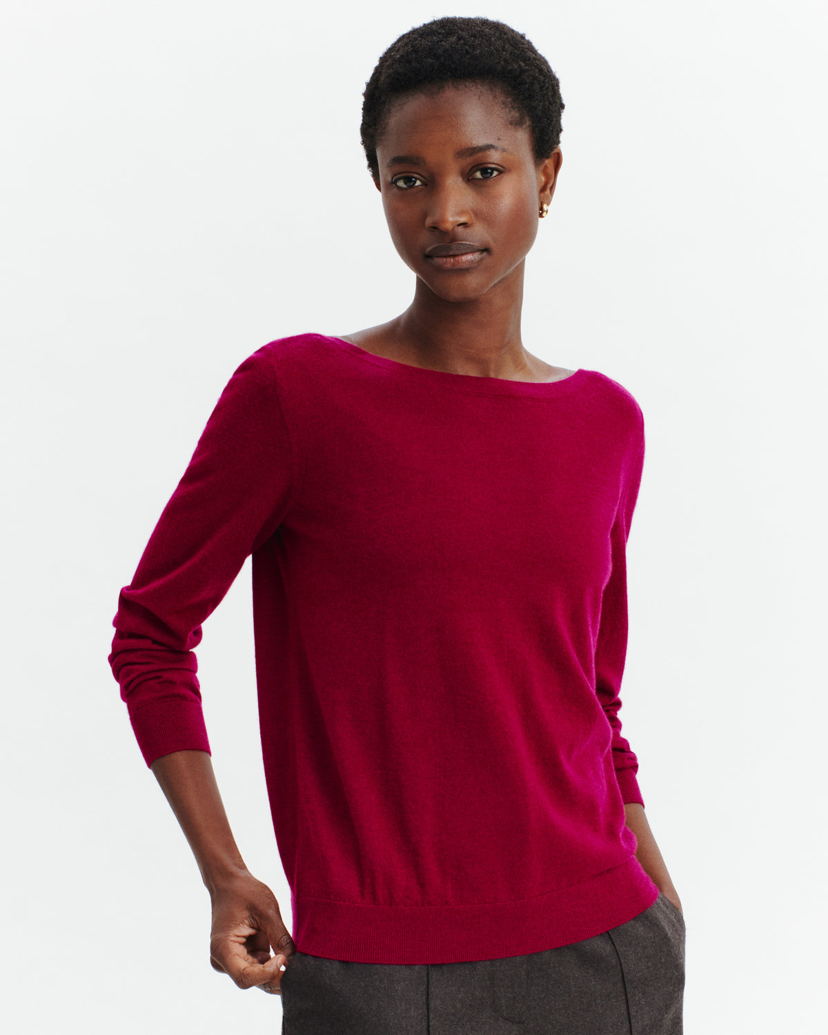Pull col bateau Fanny-POURPRE-100% cachemire