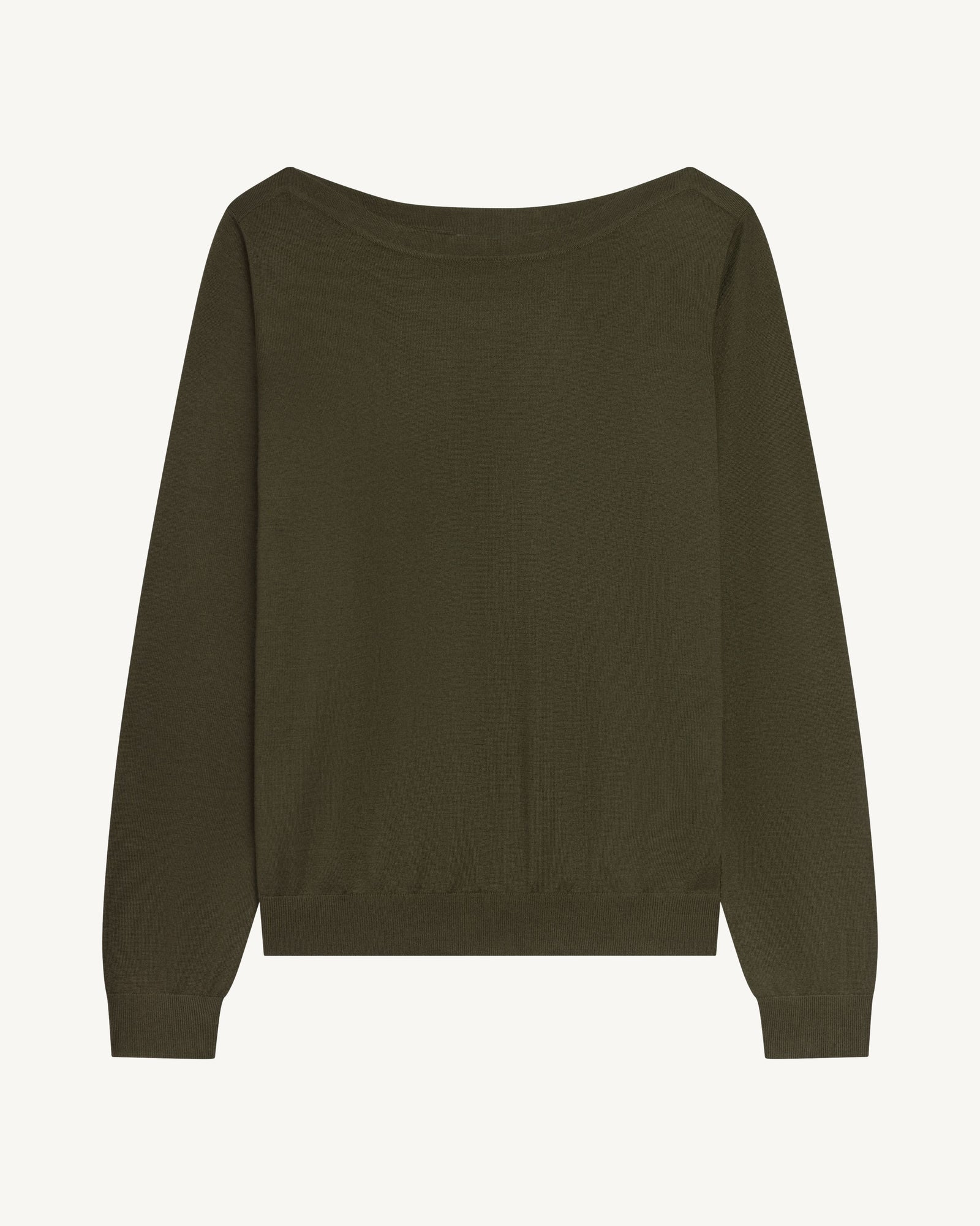 Col bateau ultrafin-KAKI KOMBU-100% cachemire