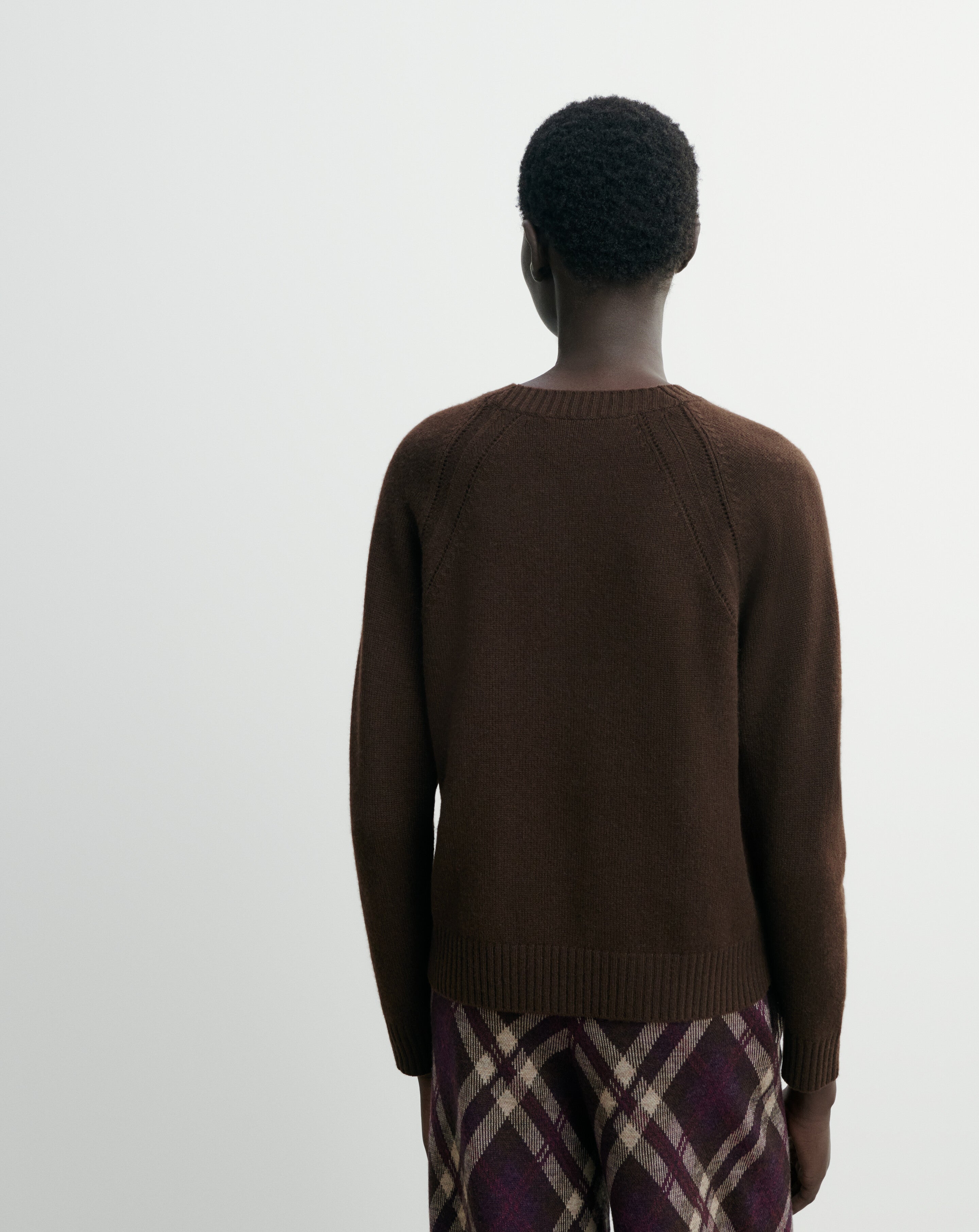 Pull col rond pointelle-CHOCOLAT-100% cachemire