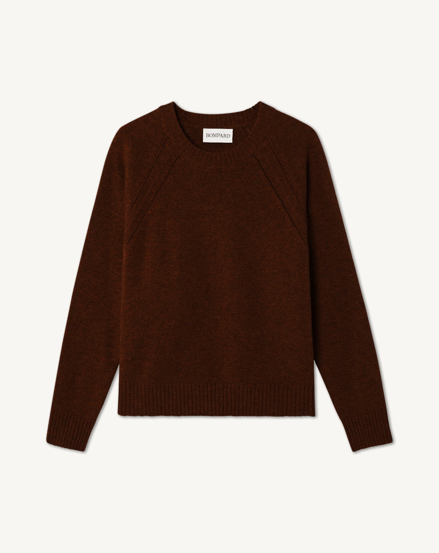 Pull col rond pointelle-CHOCOLAT-100% cachemire