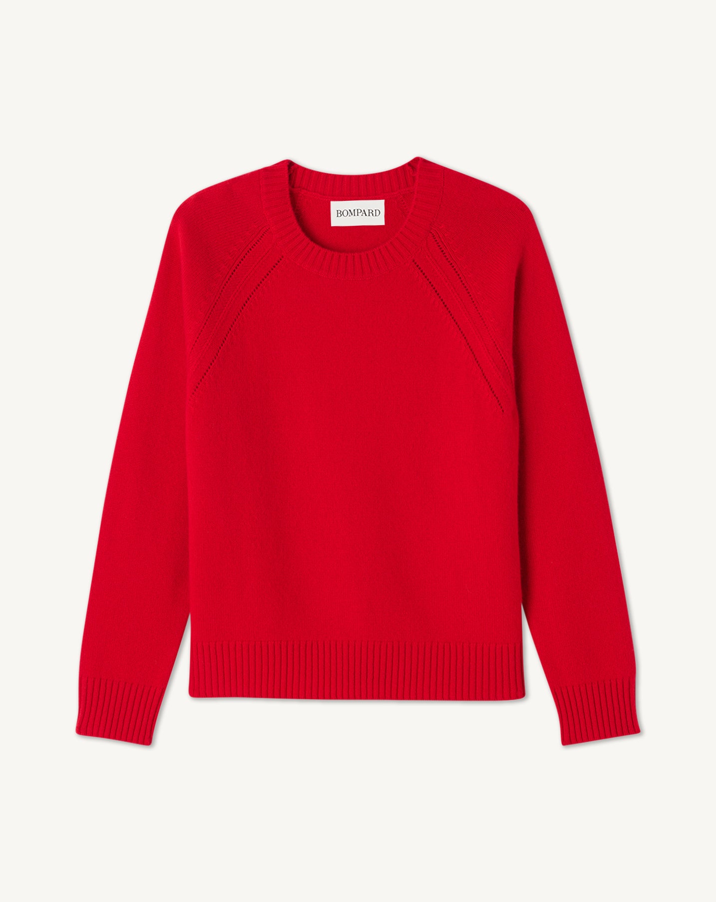 Pull col rond pointelle-ROUGE GORGE-100% cachemire